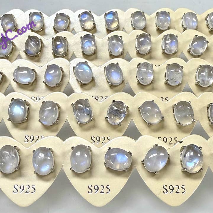 KayleeNYC - Wholesale Stud/Post Earrings - Natural Moonstone sterling Silver(925) Earring Studs4