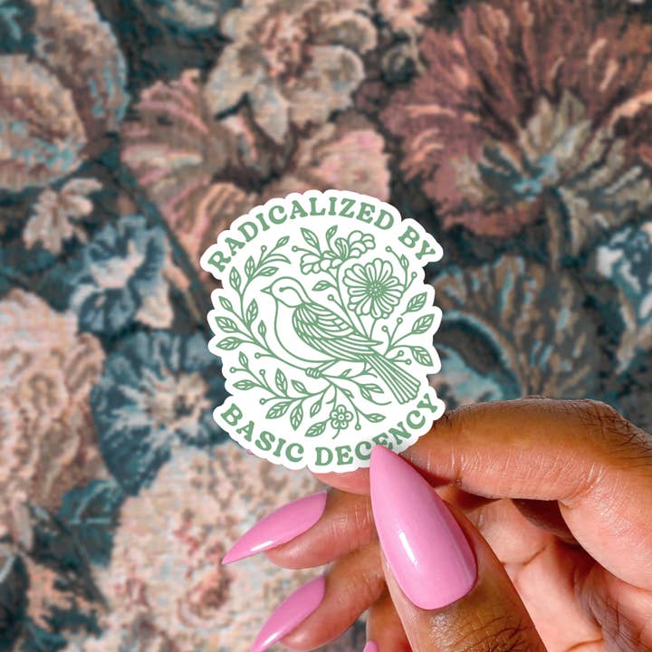 Pretty Toxic Stickers - Wholesale Sticker - Radicalized by Basic Decency Sticker, Cottagecore Bird Decal