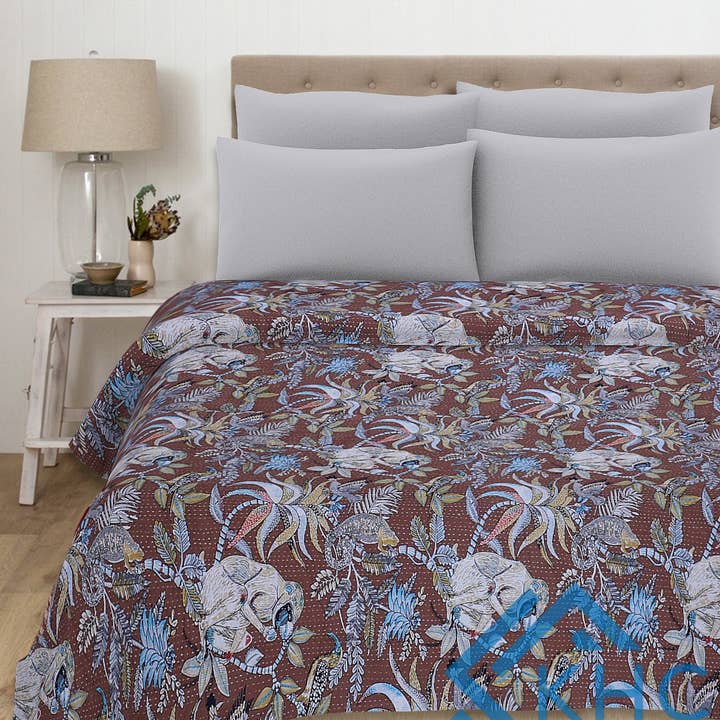 Brun aptryck tyg quilt bohemisk för wholesale av KHC