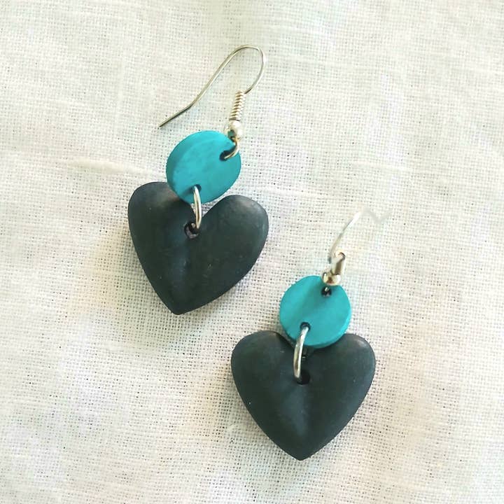 Little Wooden Heart Earrings E7-92 for wholesale by Cinnamon Creations
