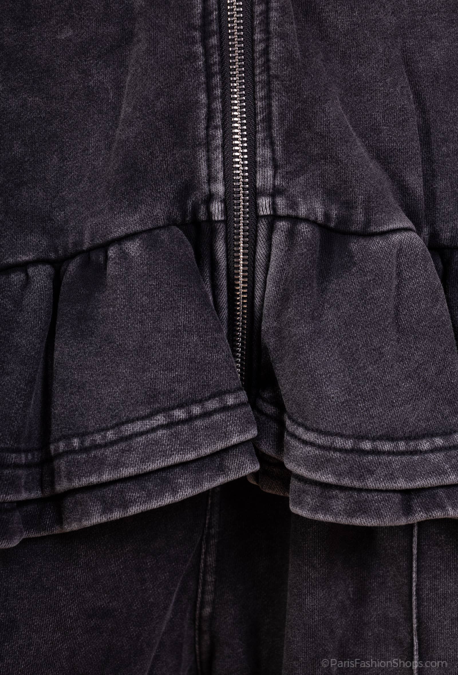 L'Emotion - Venta al por mayor Chaqueta - Mujer - Chaqueta con cremallera, cuello alto, efecto desteñido, volantes en el bajo, 100% algodón.4