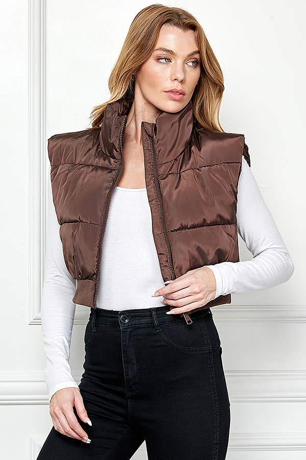 Veracci - Venta al por mayor Chaleco de abrigo - Mujer - Chaleco acolchado corto con cintura elástica5