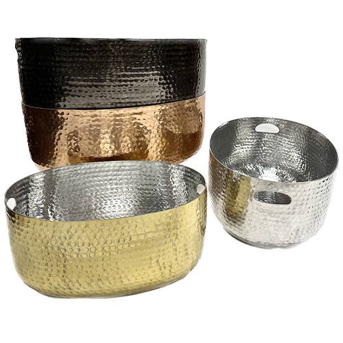 India Handicrafts Inc - Wholesale Ice Bucket - Hammered Gold Beverage Tub – Set of 36