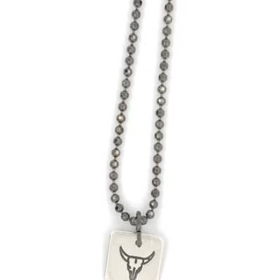 Collier avec Pendentif Crâne de Longhorn #284 pour la vente par Pattie Parkhurst Jewelry