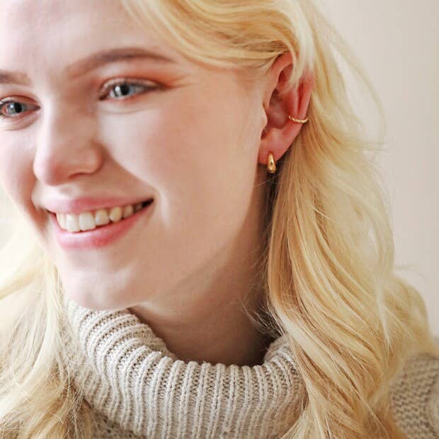 Lisa Angel - Wholesale Huggie Earrings - Wide Domed Huggie Hoop Earrings in Gold3