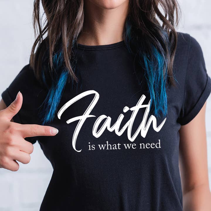 Faith Inspired Women's Screen Printed T-Shirt, Black/White for wholesale by Polar bee