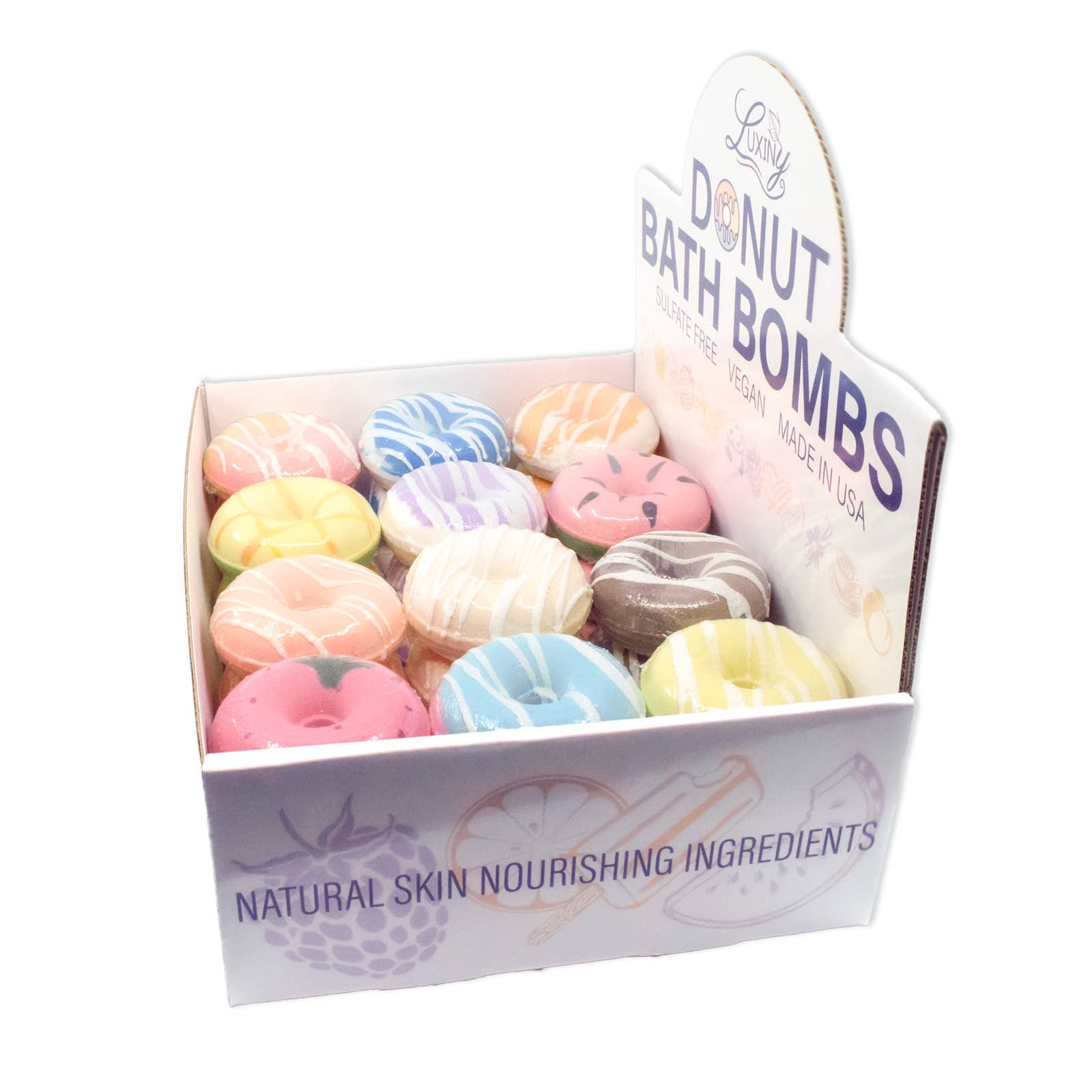Luxiny Products - Luxurious Bath and Body - Wholesale Bath Bomb/Fizz - Bundle (36) DONUT DISPLAY WITH 36 Donut Bath Bombs1