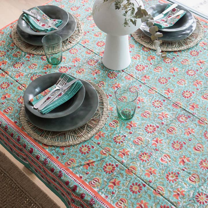 Kapda Casa - Wholesale Tablecloth - Océano Verde: Mantel de Mesa Rectangular 150 x 230 cm