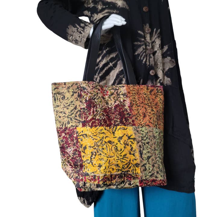 Evergreen Guardian Imports - Wholesale Tote bag – Women's - BA753 Silk Patchwork Handbag Vegetable Dye2