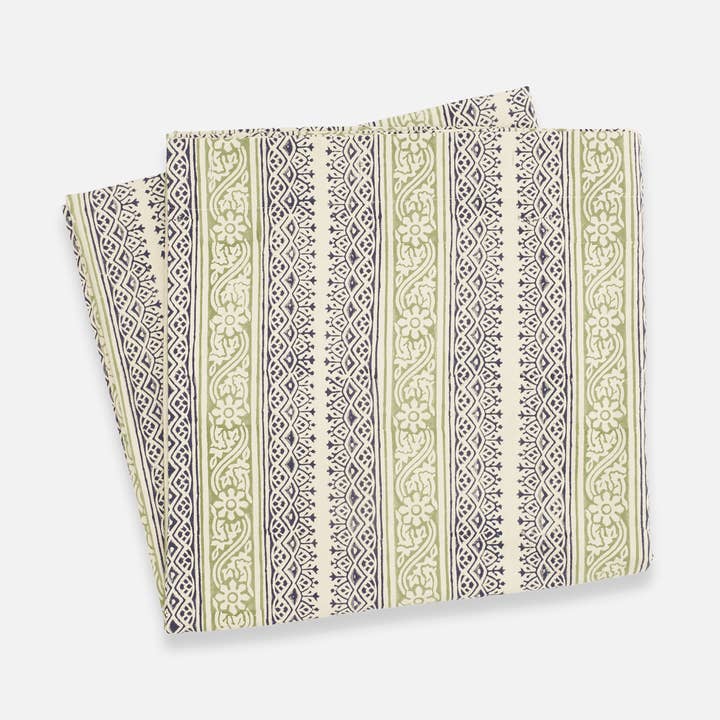 Anchal - Wholesale Shower Curtain - Floral Stripe Block Print Shower Curtain