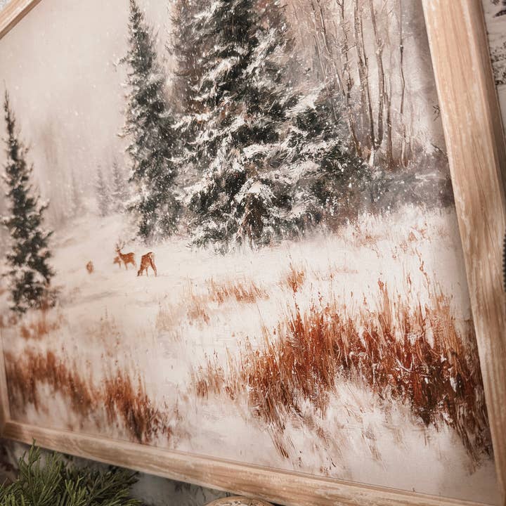 WillowBee Signs & Designs - Wholesale Sign - Snowy Forest with Deer Wood Sign4