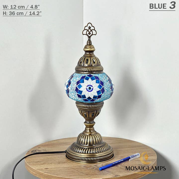 Mosaic Lamps - Wholesale Accent/desk lamp - 10+ Colors - Turkish Mosaic Medium Globe Table Lamp, Handmad5