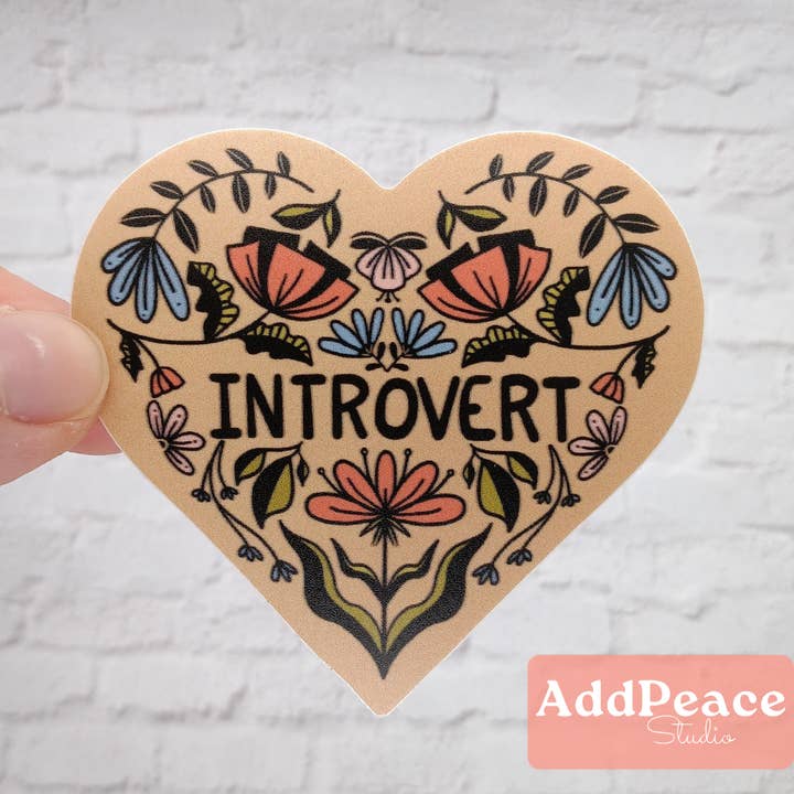 AddPeace Studio - Wholesale Sticker - Introvert Vinyl Sticker | Uplifting Floral Heart Design2