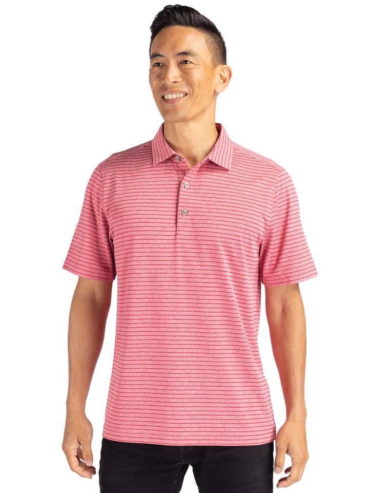 Cutter & Buck Forge Eco Heather Stripe Recycled B&TMens Polo for wholesale by Cutter & Buck