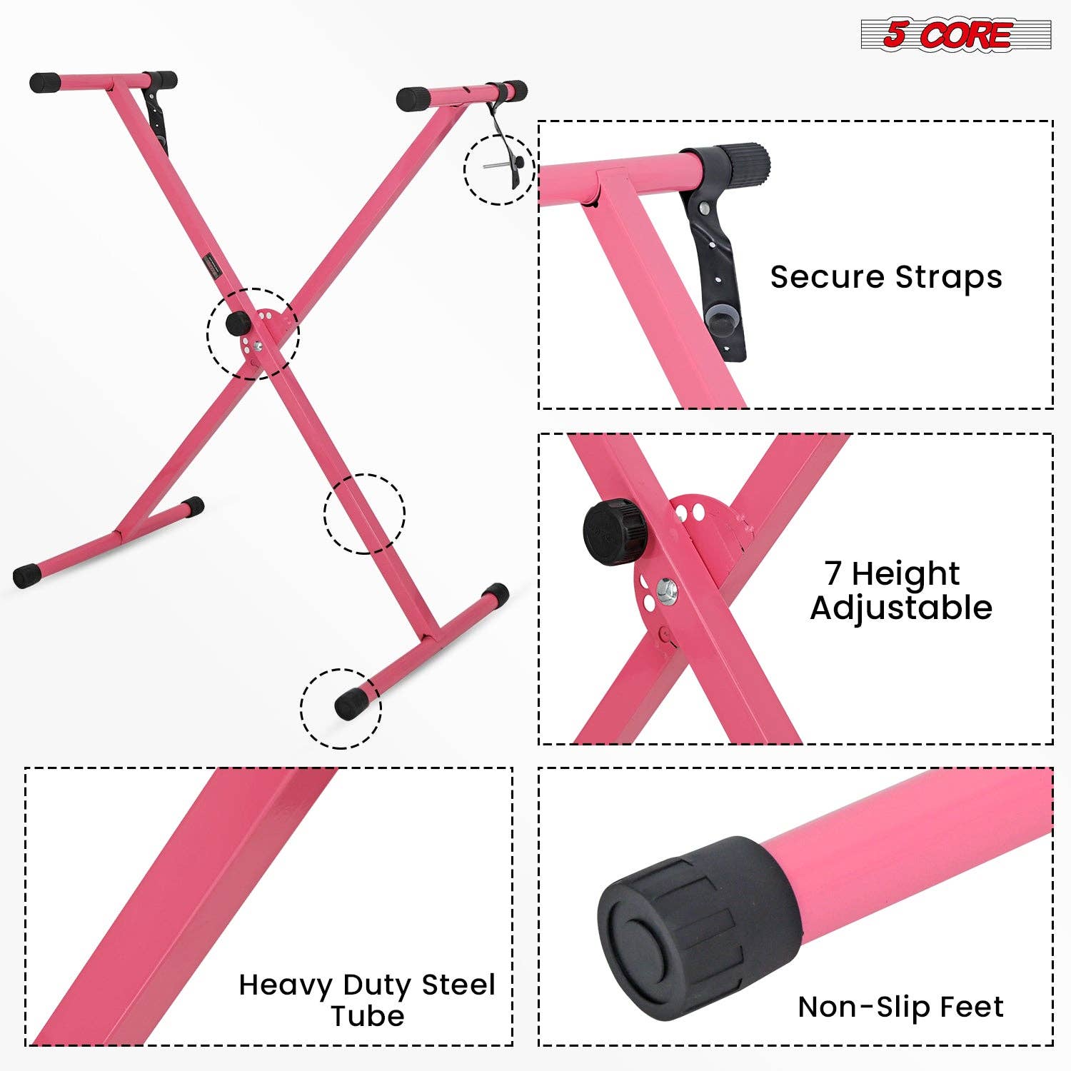 K Cube Inc - Wholesale Music Accessory - 5 Core Keyboard Stand Adjustable Key Board Pianos Holder4
