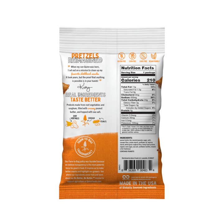 Righteous Felon Craft Jerky - Wholesale Pretzels - Quinn Creamy Peanut Butter Filled Pretzel Nuggets 1.5oz 48ct1