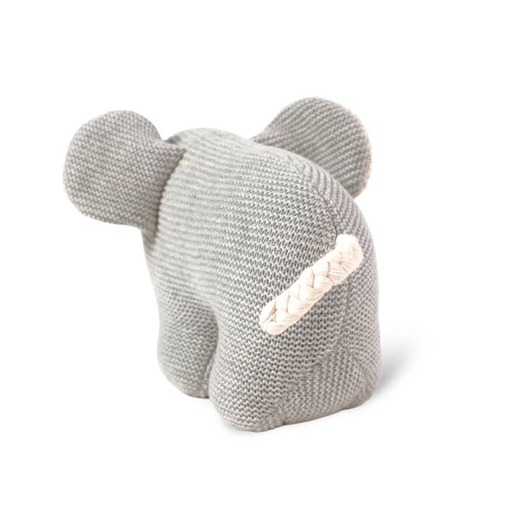 Grey Heather Elephant Knit Stuffed Animal Soft Baby Toy (Organic Cotton) for wholesale on Faire2