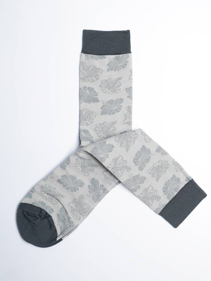 Men's Single Tone Floral Crew Socks for wholesale by Just Fun Socks
