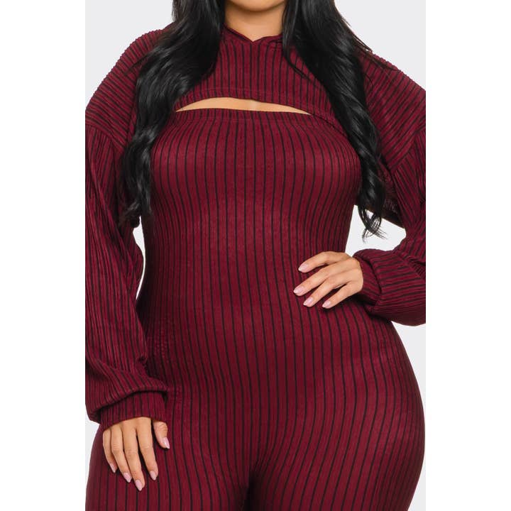 DORCAS - Wholesale Jumpsuit - Women's - Plus Size 2 Piece Strapless Jumpsuit Hoodie20