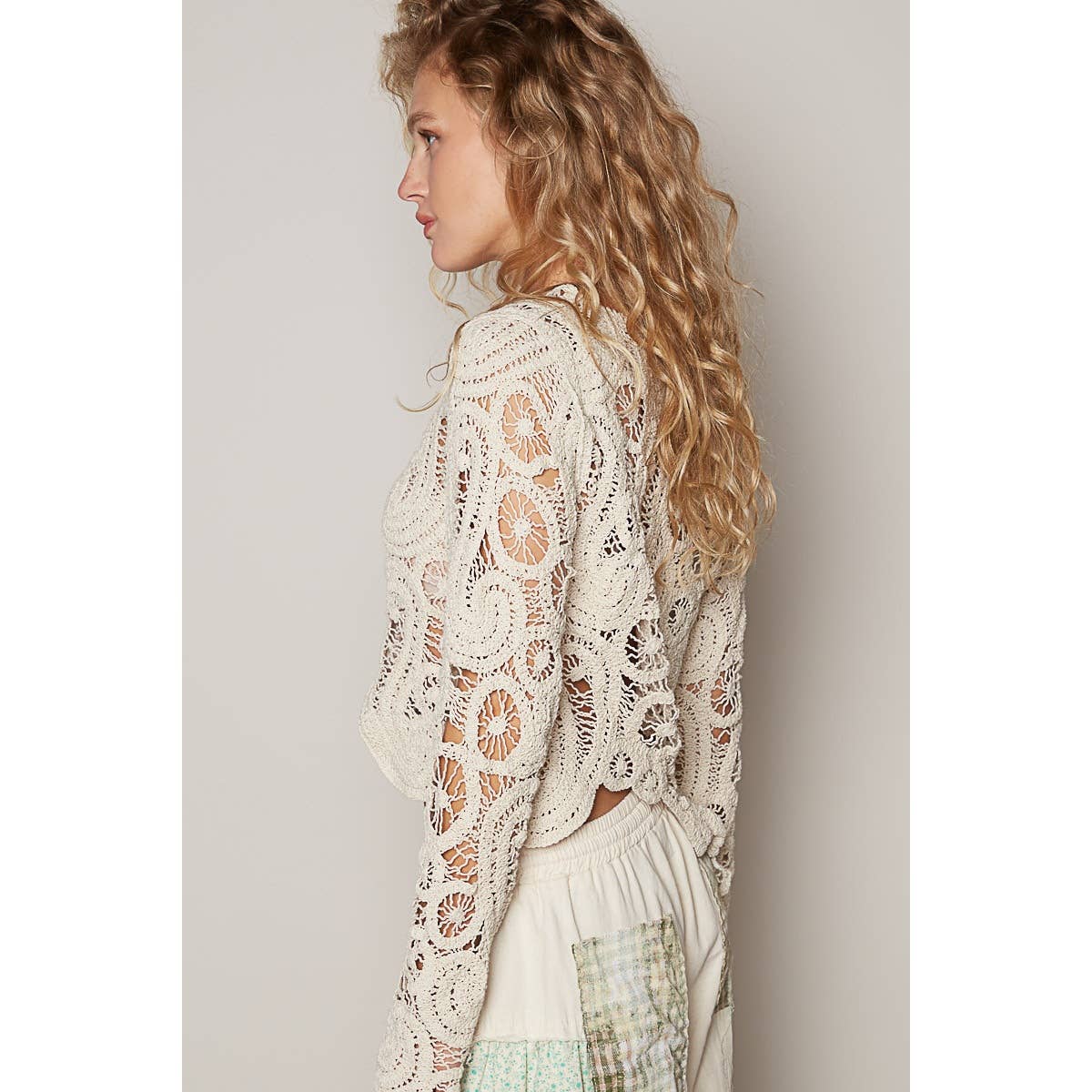 Pol Clothing - Wholesale Knit Top - Women's - Round Neck Long Sleeve Solid Crochet Top10