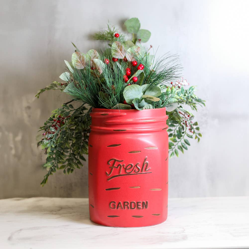 A Cheerful Giver - Wholesale Plant Pot - Mason Jar Planter (Red)3