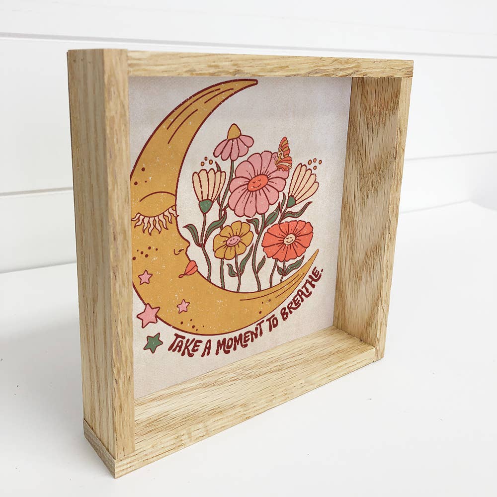 Hangout Home – wholesale Konsttryck – Retro Boho Moon Ta ett ögonblick - Månduk Konst - Inramad konst1