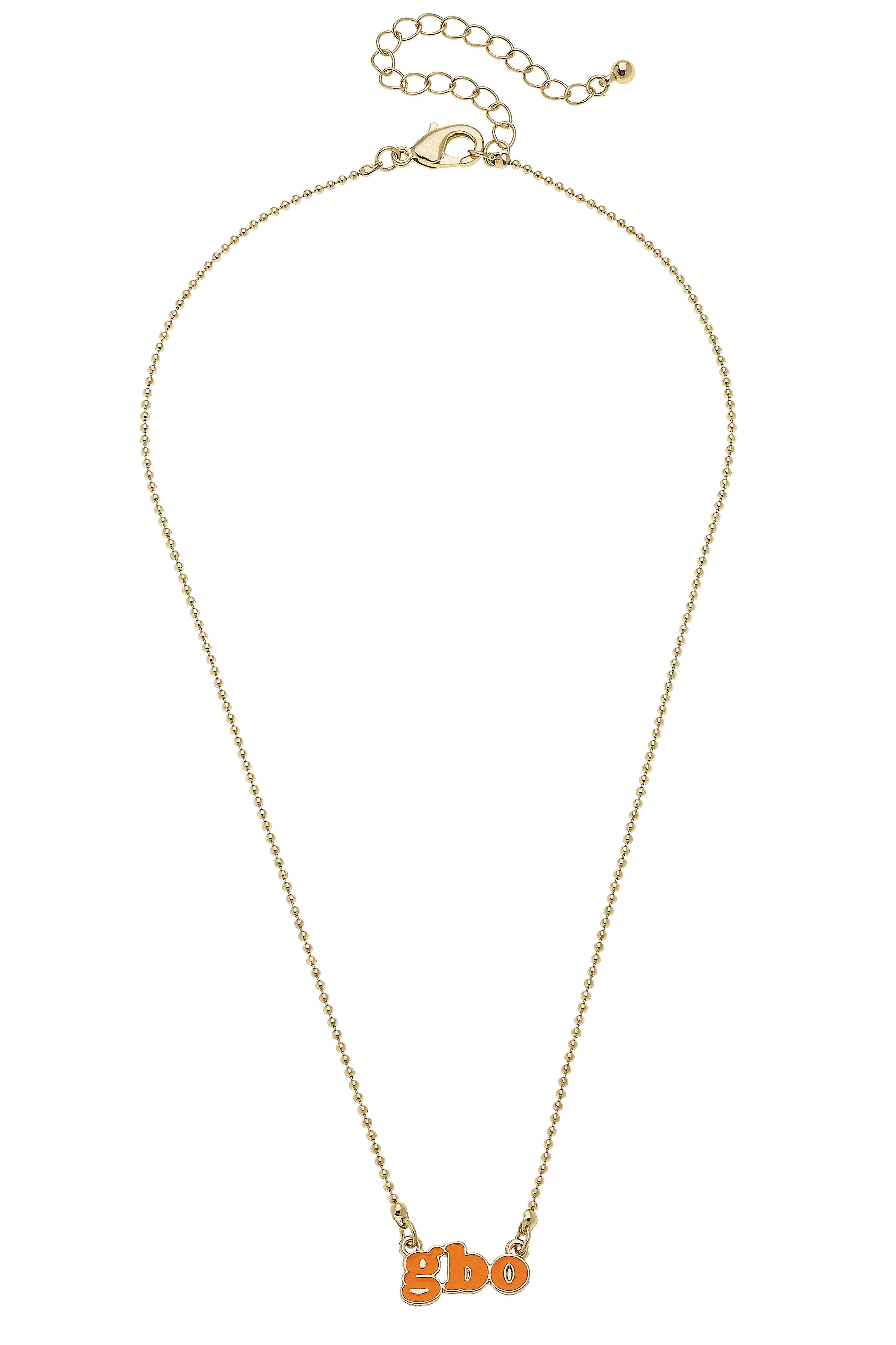 Canvas Style - Wholesale Beaded/Pearl Necklace - Tennessee Vols Slogan Necklace in Orange/Shiny Gold0