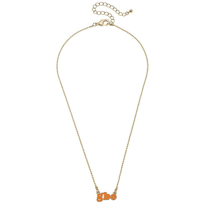 Canvas Style - Wholesale Beaded/Pearl Necklace - Tennessee Vols Slogan Necklace in Orange/Shiny Gold