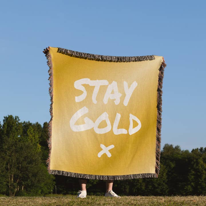 3dRose - Wholesale Throw Blanket - 3dRose, Stay Gold quote on matte tan-gold-like color - be true to yourself, Blanket1