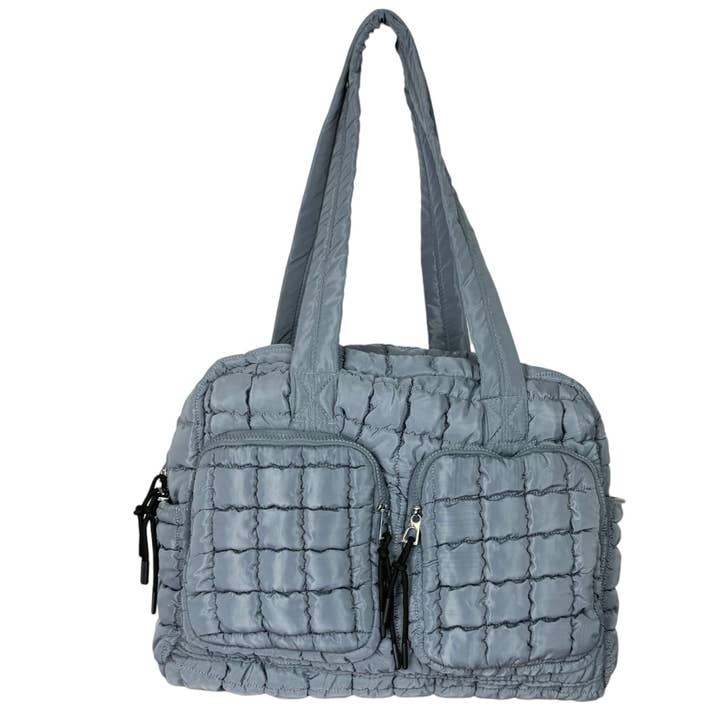 GZ-2646 Puffer Quilted Travel Bag Grey for wholesale by Girlie Girl Originals