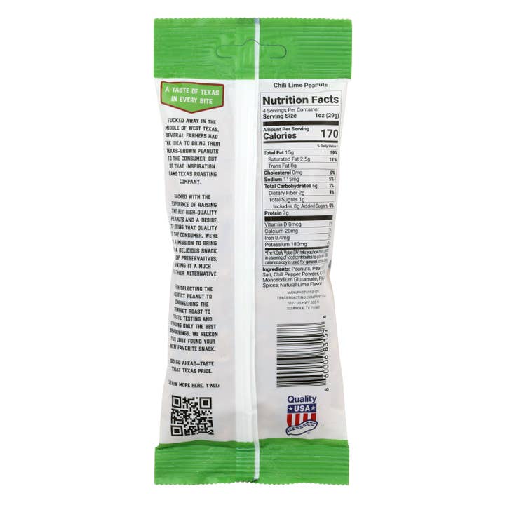 Texas Roasting Company - Wholesale Nuts - Chili & Lime Peanuts 4 oz (Box of 12)1