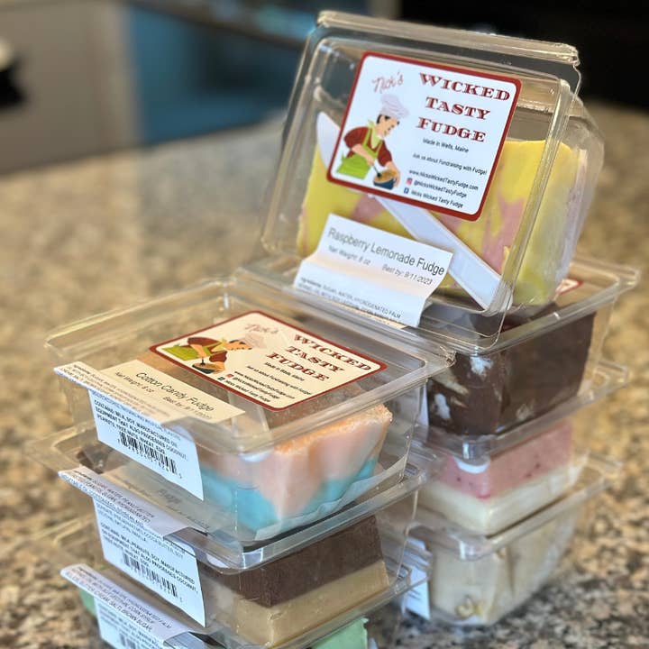 Nick's Wicked Tasty Fudge LLC - Wholesale Fudge - Raspberry Chocolate Fudge (1/2 lb Pakcage)