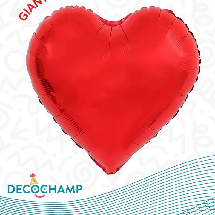 Ballon en aluminium Jumbo Satiné Rouge DecoHeart - 68 po - DecoChamp pour la vente par THE BALLOON HUB