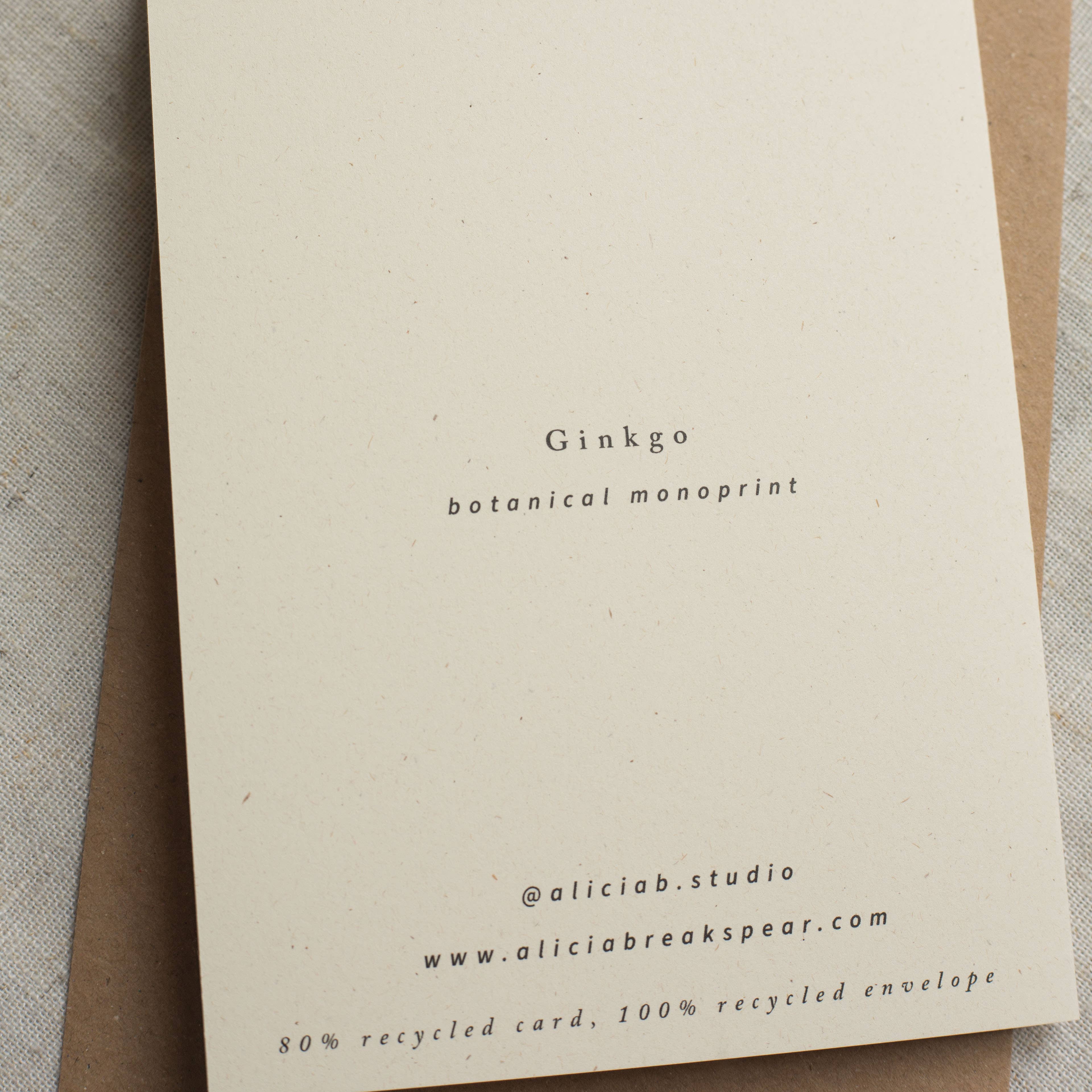 Alicia Breakspear – wholesale Everyday greeting card – Ginkgo Leaf Greeting Card A6 Recycled Card 6