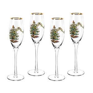 Spode Christmas Tree Glassware - Set of 4 -Made of Glass –  Gold Rim- Classic Drinkware - Gift for Christmas, Holidays, or Wedding - Drinking  Glasses (Stemless Wine Glasses): Mixed Drinkware Sets