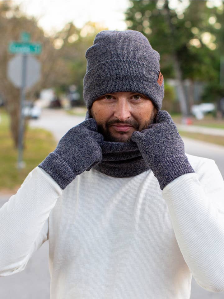 Hat Scarf Gloves Set For Men Fleece lined Warmer for wholesale by LidorUS