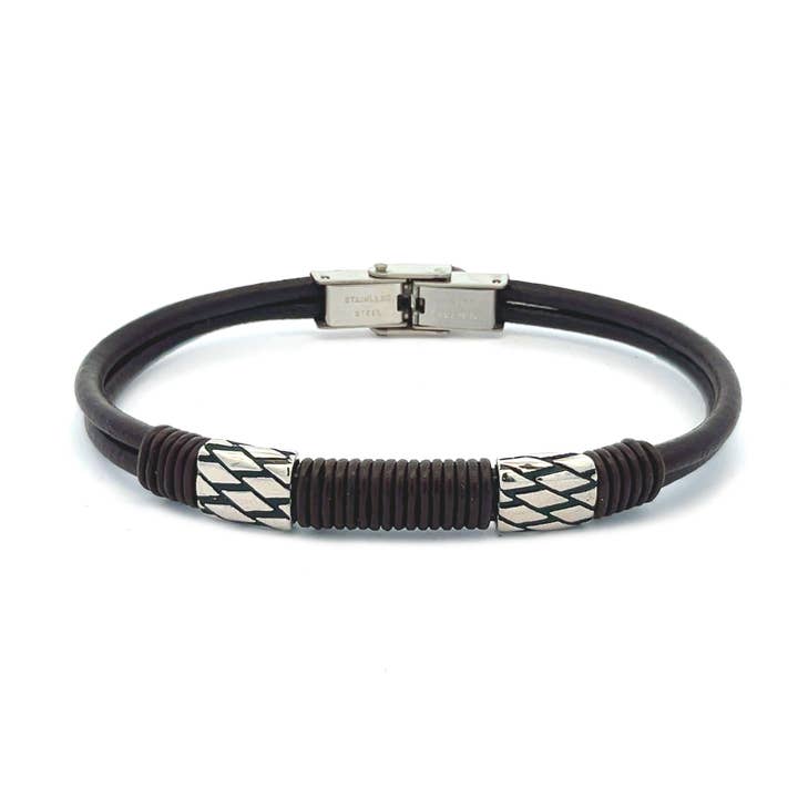 MEN'S LEATHER BRACELET - KM23108E626/627 for wholesale by AMORINO SRL