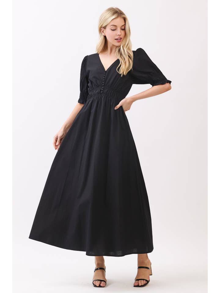 Calista - Wholesale Dress - Women's - FITTED AT BODICE WITH AN A LINE MAXI DRESS - VD62169