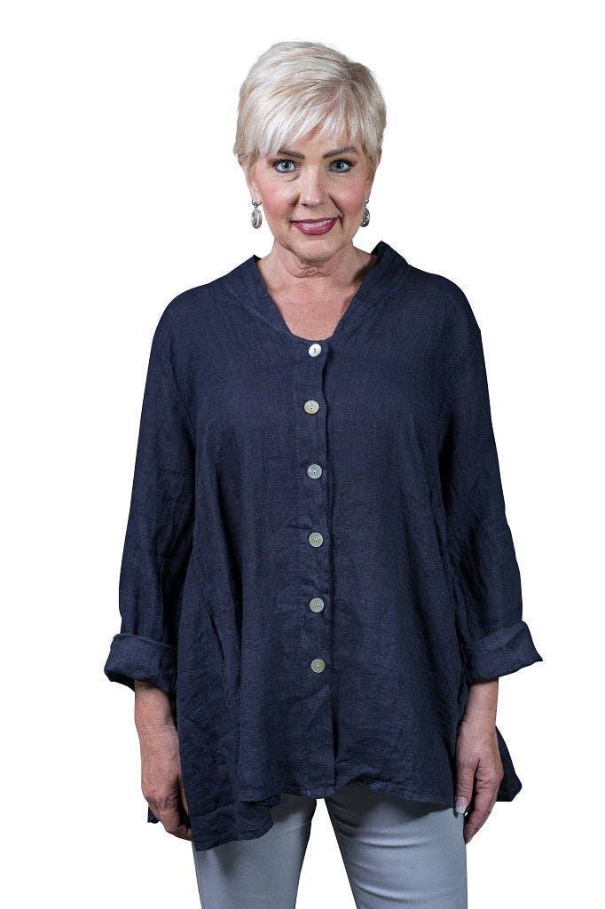 TINA Stephens Italy/Tees By Tina – Großhandel Hemd mit Button-down-Kragen – Damen – Princess Swing Top mit Taschen (BQ164)2