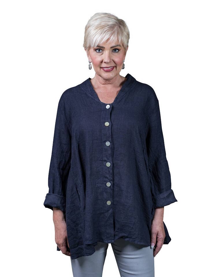 TINA Stephens Italy/Tees By Tina – Großhandel Hemd mit Button-down-Kragen – Damen – Princess Swing Top mit Taschen (BQ164)2