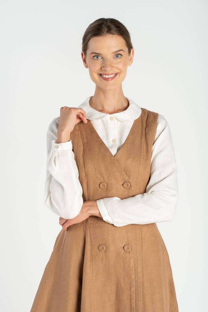 Son de Flor - Wholesale Dress - Women's - Rosa – Midi Linen Dress with Double-Button Front12