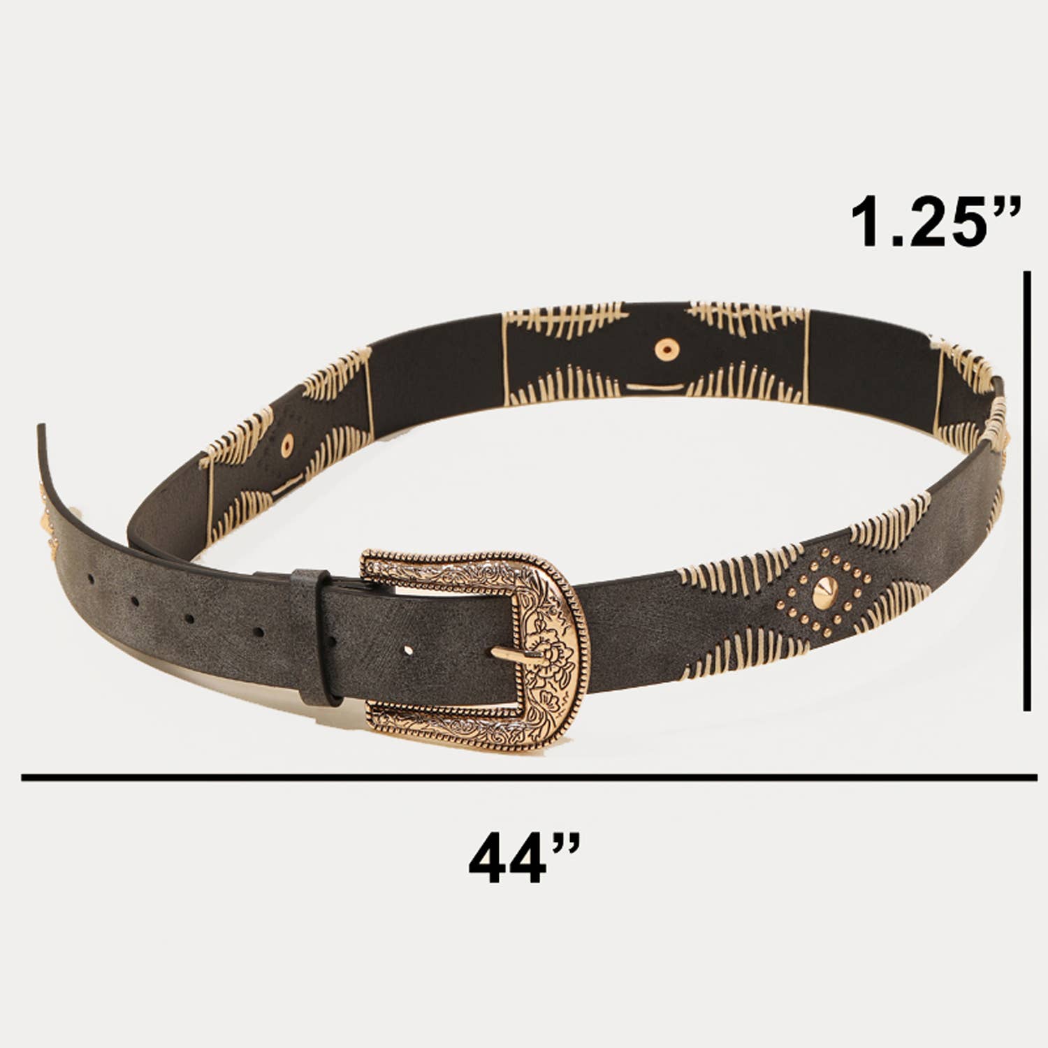 Collections by Fame Accessories - Wholesale Belt - Women's - Western Floral Etched Buckle Vegan Leather Belt3