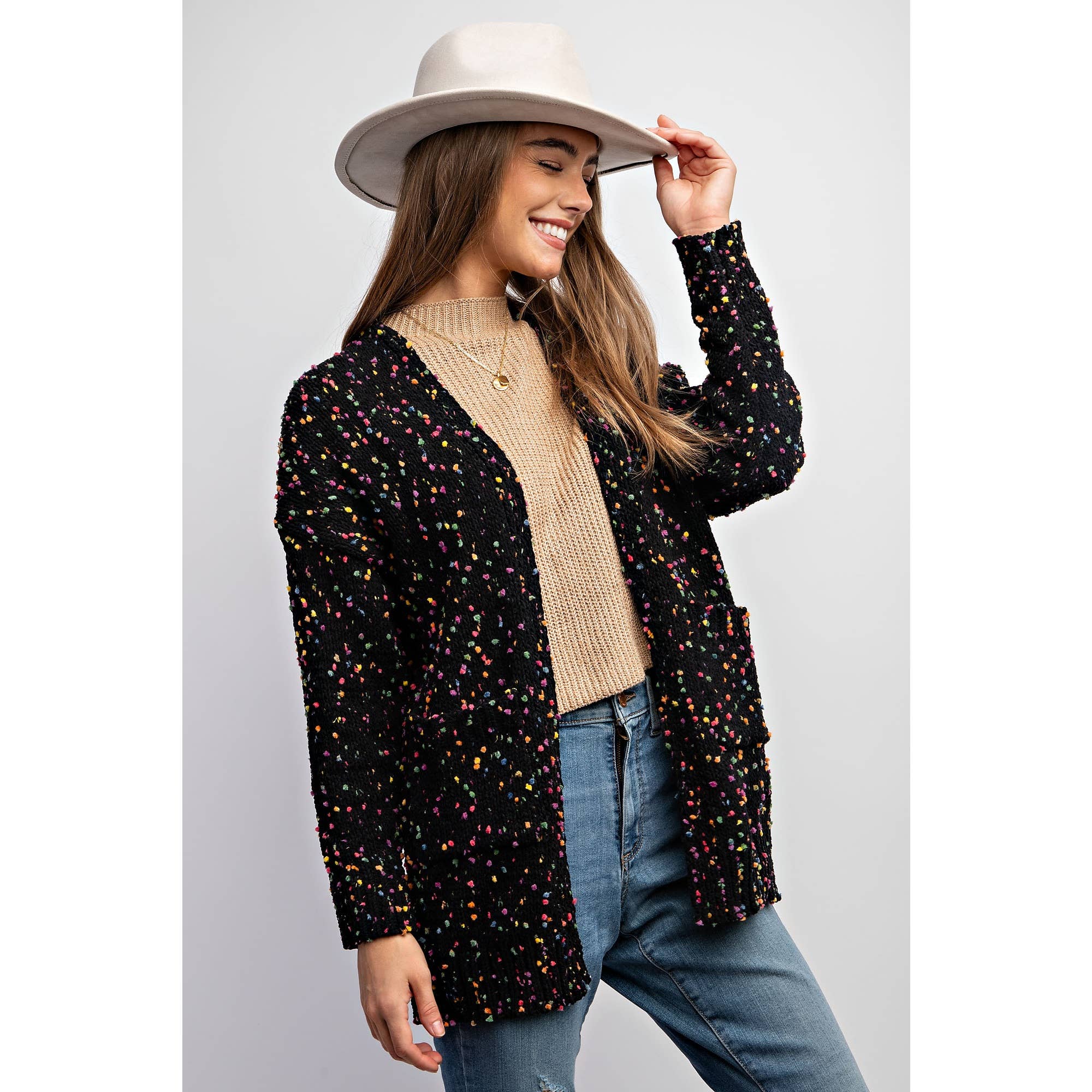 Sweet Generis - Wholesale Cardigan - Women's -  CARDIGAN W RAINBOW POPCORN SPECKLES6