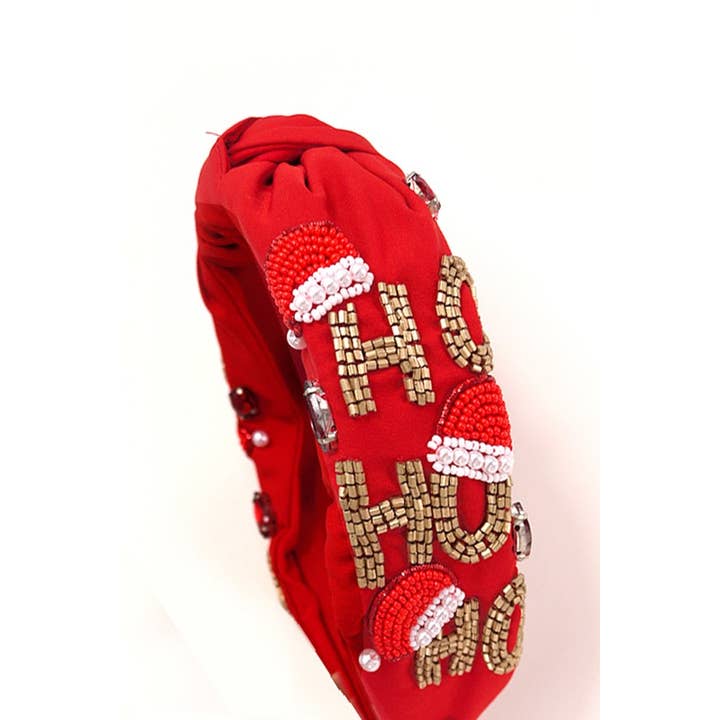 JOSSLYN by wall to wall - Wholesale Fashion Headband - Women's - HO HO HO CHRISTMAS HOLIDAY SEED BEAD HEADBAND | 91H5240