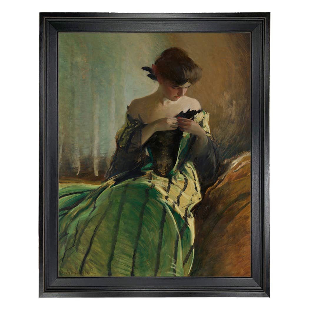 Madison Bay Co. - Historical Home Decor Reproductions - Vendita all'ingrosso Stampa artistica - Stampa su Tela Vintage di Donna in Abito Nero e Verde91