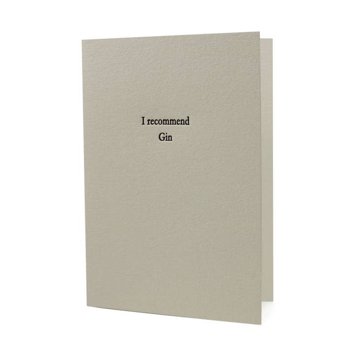 I Recommend Gin Letterpress Card for wholesale by Hat Wig Glove Co.