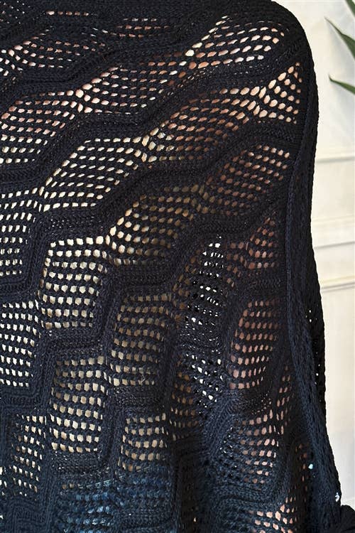 MYS Wholesale Inc - Wholesale Poncho - Women's - Knitted Net Wave Pattern Fringe Tassel Poncho23