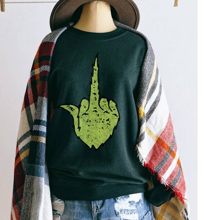 GRINCH HÅND JUL VINTAGE GRAFISKE SWEATSHIRTS for engroshandel hos Illustrated Society