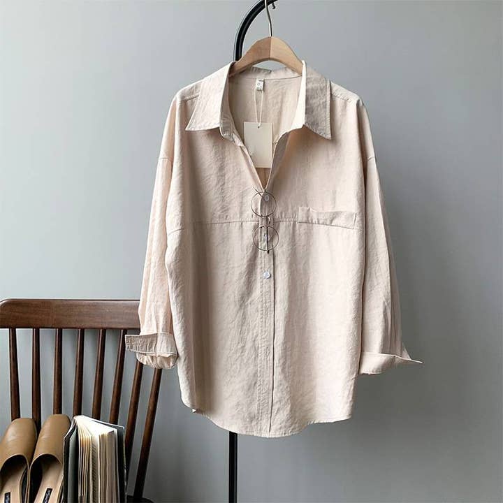 Rosa Clothing - Wholesale Button Down Shirt - Women's - Lightweight blended suede textured blouse3