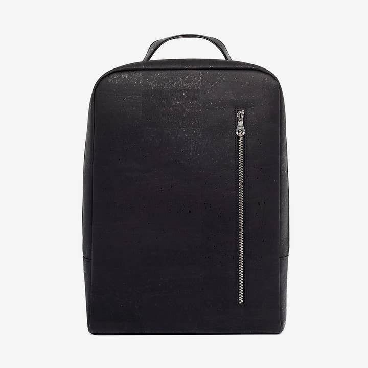 Big Backpack Black Cork with Vertical Zipper por atacado de Artelusa